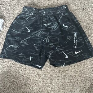 Nike Boys Athletic Shorts in Black and Gray Pattern